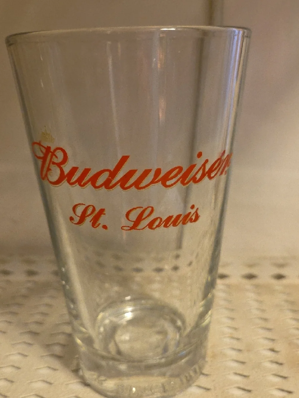 Budweiser St. Louis MO Pint Beer Glass Heavyweight Bottom Embossed Since 1876